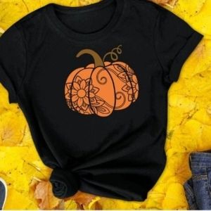 Floral pumpkin tee shirt size xl